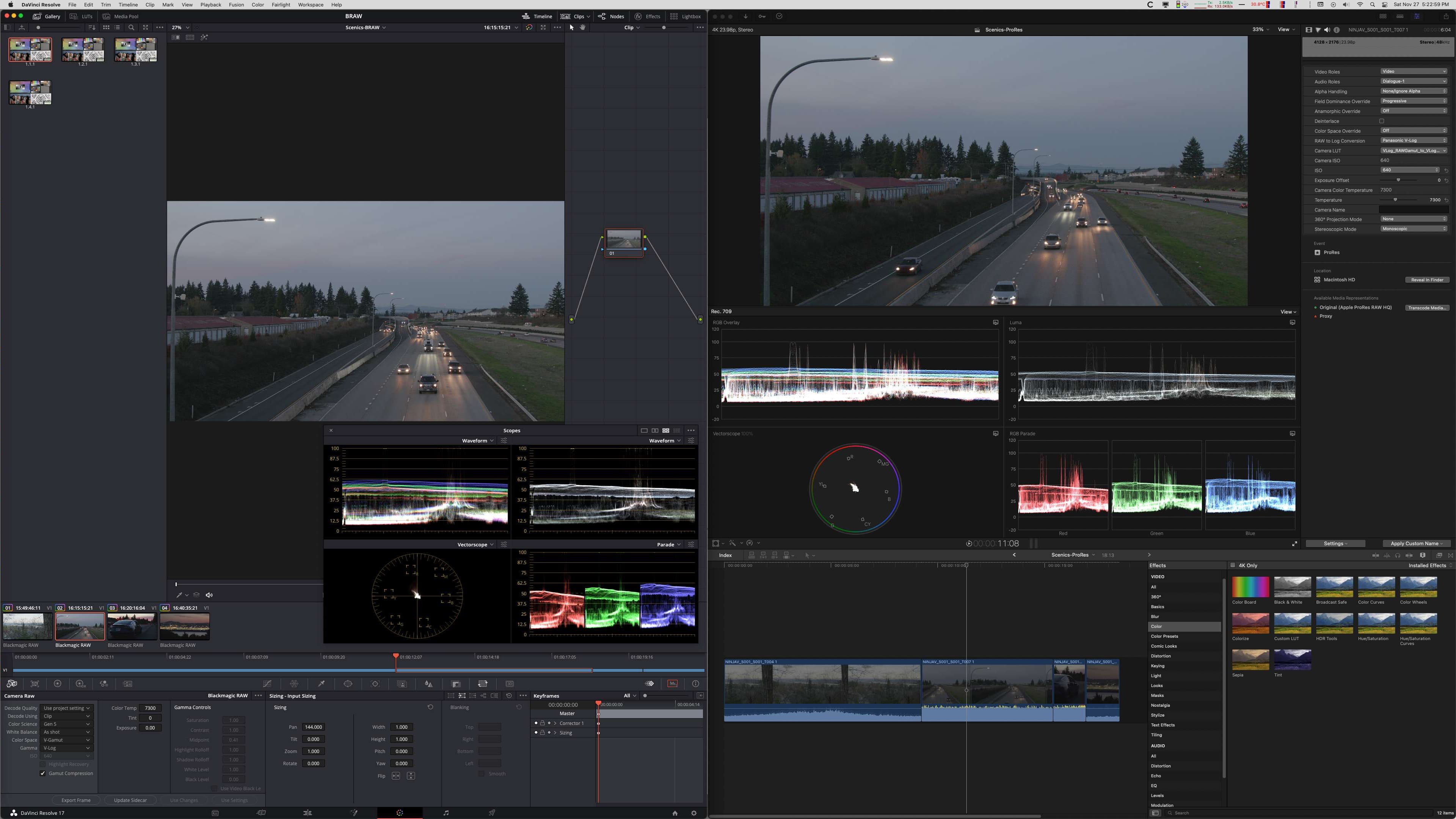 4K desktop with both Resolve and FCP running